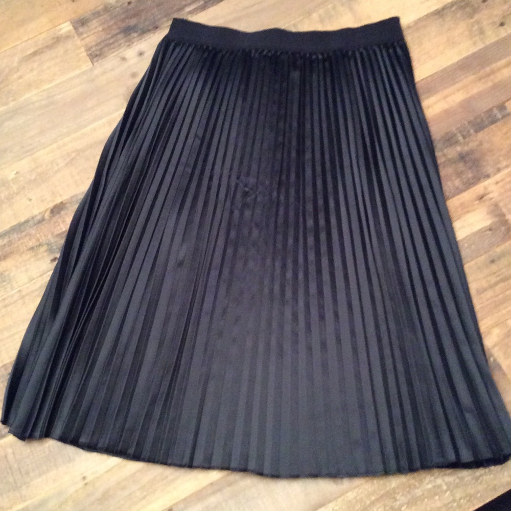 Black Pleated Midi Skirt - Women